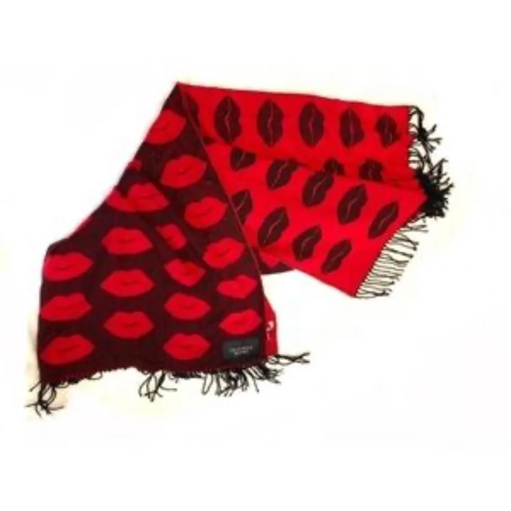 Victoria's Secret, fringe red lips reversible throw blanket or wrap